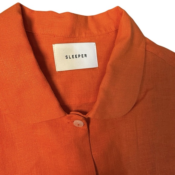 Sleeper Rumba Linen Lounge Suit Bright Orange Long Sleeve Matching Set Large - Picture 2 of 16
